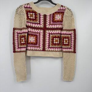 Crochet Norah sweater Granny Square woman’s size XS Boutique vibe boho bohemian